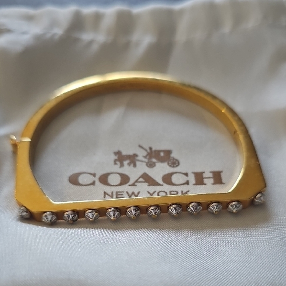Coach Gold Bangle with Silver Rivets - Picture 4 of 7